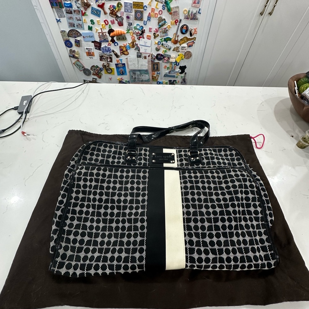 With dust bag, Kate Spade Classic Noel Triangular Duffel